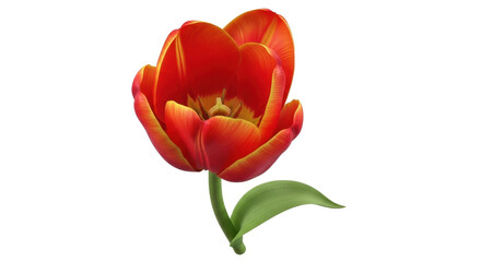 Obraz premium Vibrant red tulip with green stem