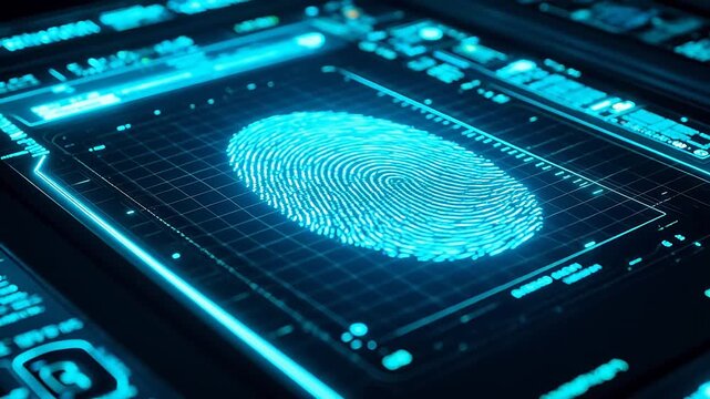 Futuristic fingerprint scanning interface symbolizing creativity, art, and imagination
