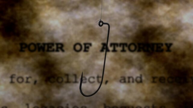 Power of Attorney Text With Hook Phishing Fraud and Risk Concept