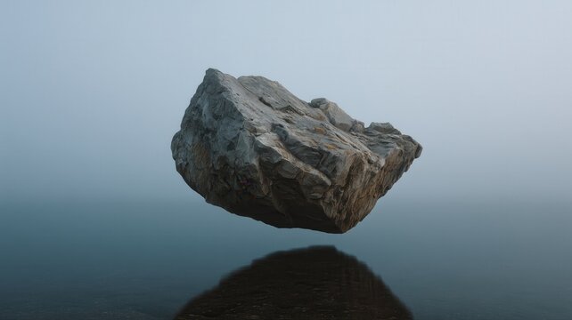 宙に浮かぶ大きな岩の幻想的な風景。抽象的なデザインや背景素材に最適なイメージ。