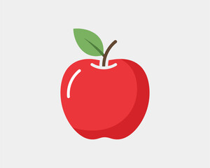 Fototapeta premium Vibrant Red Apple, Food Item, Minimalist Background, Illustration, Fresh Environment, Close-Up View, Healthy Concept