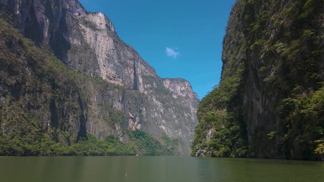 Towering Limestone Cliffs and Lush Vegetation in Sumidero Canyon. Chiapas, Mexico.