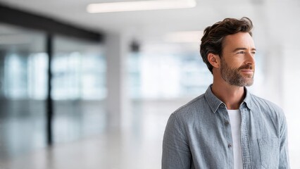 Fototapeta premium Confident Man Looking Thoughtfully Ahead
