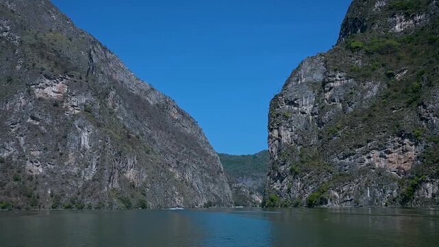 Towering Limestone Cliffs and Lush Vegetation in Sumidero Canyon. Chiapas, Mexico.