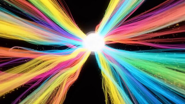 Colorful abstract light beams radiating emphasizing speed, motion, and dynamic energy