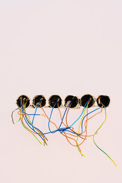 Colorful wires of electric outlets