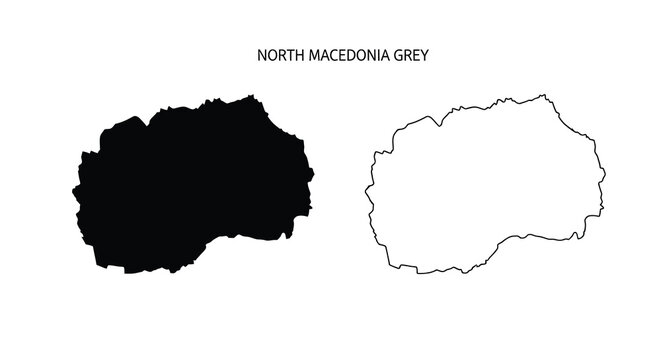 North macedonia map illustration showing country outline in both black and grey shades high quality professional