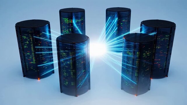 Cylindrical data servers with light beams for culinary showcases and restaurant branding