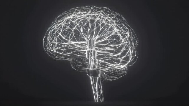 Abstract glowing brain tree emphasizing modern lifestyle and connectivity