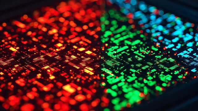 Colorful illuminated circuit board for culinary showcases and restaurant branding