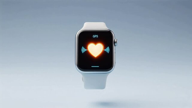 Smartwatch displaying heart icon symbolizing innovation and digital transformation