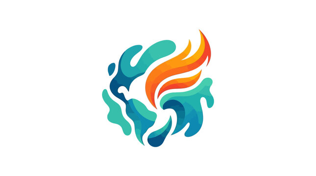 Abstract Colorful Water and Flame Design Representing Energy and Motion.