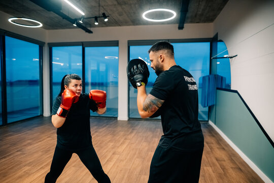 Training Session With Personal Trainer in Boxing Gym