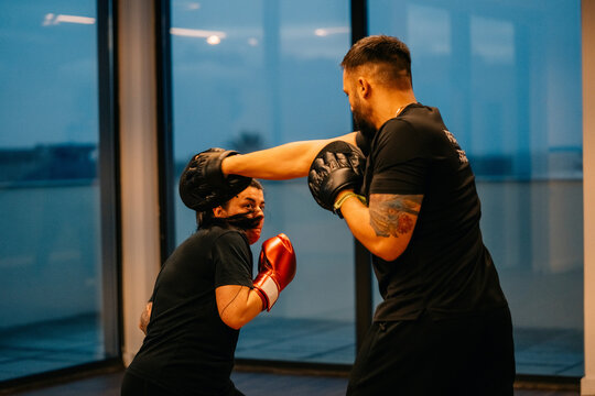 Boxing Practice Session Takes Place in Fitness Center