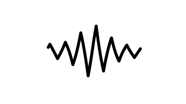 Animated black zigzag waveform line oscillating seamlessly on a white background acting as a minimalist decoration or user interface element for digital design projects