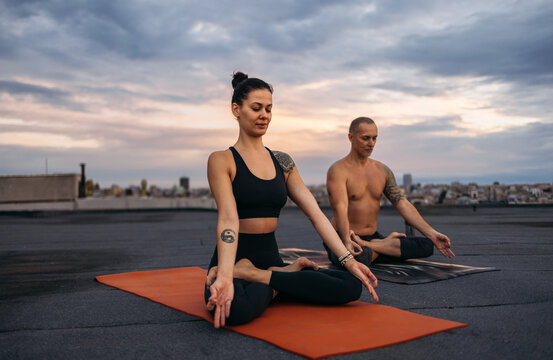 Sunset Rooftop Yoga Meditation For Two Partners