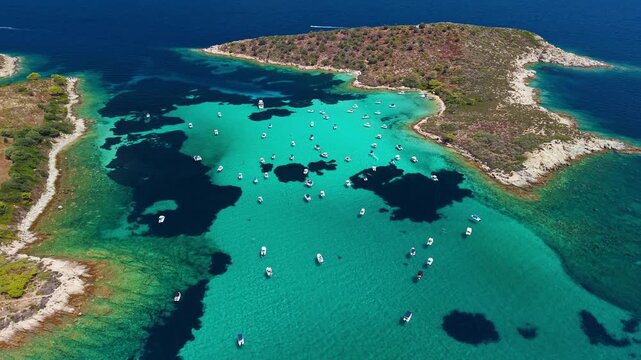 Boats Anchored in the Blue Lagoon, Sithonia, Chalkidiki, Greece