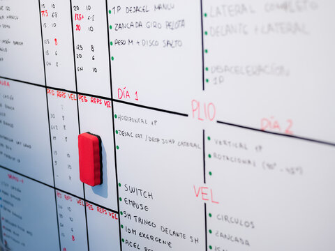 Training Schedule on Wall for Workout Plan in Gym Setting