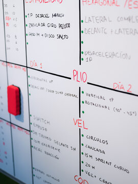 Training Plan for Athletic Performance Displayed on a Board