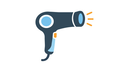 Modern flat vector icon of a handheld hairdryer on a white background. This professional blow dryer illustration is perfect for beauty salon branding, hair styling guides, and grooming apps. © Raju