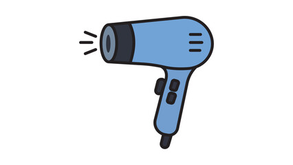 Modern Flat Vector Icon of a Blue Hairdryer Illustration with Editable Stroke. Hand-Drawn Style Handheld Blow Dryer for Hair Care and Beauty Salon Branding, Isolated on White Background. © Raju