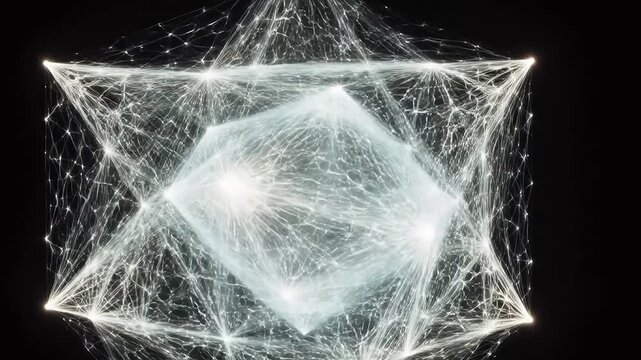 Abstract network structure with glowing nodes for engaging brand promotion and marketing