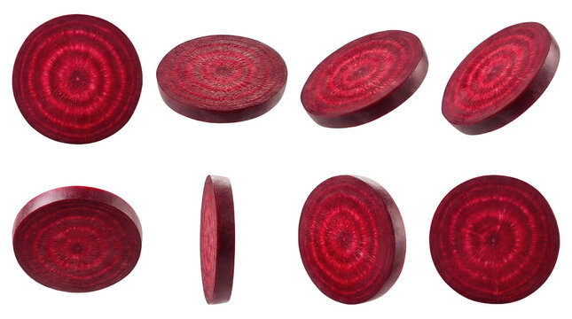 Beetroot slices clipart set in various angles fresh and organic isolated on transparent background
