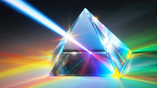 Crystal prism splitting light into rainbow colors emphasizing advanced technology and cyber security