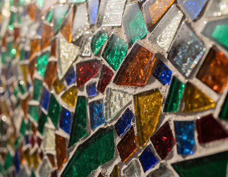 Colorful Mosaic Texture made of Broken Glass Shards
