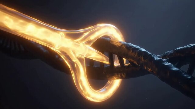 Glowing scissors cutting a rope for creative digital media and web design