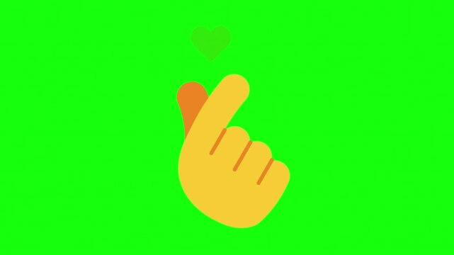 Korean Finger Heart Emoji Animation on Green Screen