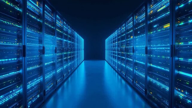 Server room with illuminated racks emphasizing family bonds and togetherness