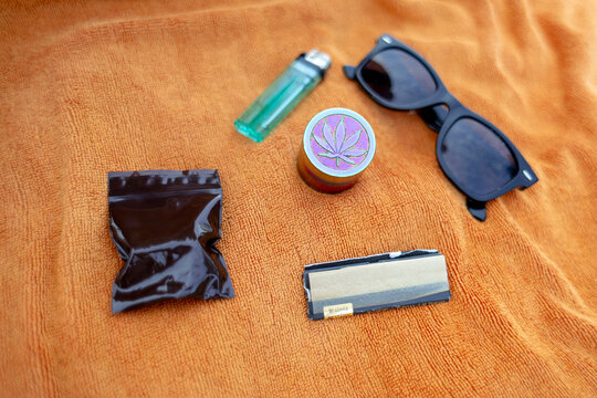 Cannabis gear on towel