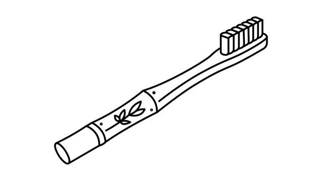 Eco-Friendly Bamboo Toothbrush Minimalist Black Line Vector Icon on White Background. Sustainable Dental Care Illustration with Editable Stroke for Zero Waste Lifestyle and Oral Hygiene Design.