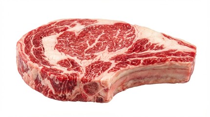 Obraz premium Raw Ribeye Steak Cut - A Fresh, Uncooked Slice of Delicious Beef for Culinary Preparation.