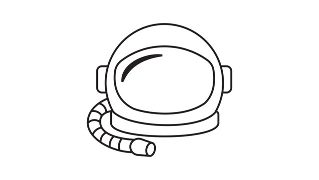Minimalist Astronaut Helmet Vector Icon with Editable Stroke. Hand-drawn black line illustration of a space suit helmet and oxygen tube, perfect for science, technology, and exploration designs.