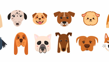 Fototapeta premium Collection of Dog Faces and Bodies.