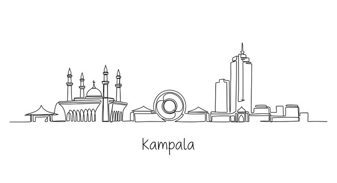 Kampala Uganda Skyline Continuous Line Art Illustration