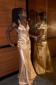 Girl in a gold dress