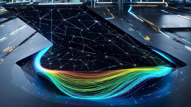 Futuristic digital network interface emphasizing precision, focus, and dedication