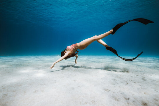graceful female freediver 