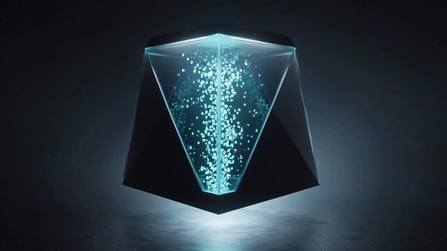 Geometric shape with glowing particles for engaging brand promotion and marketing