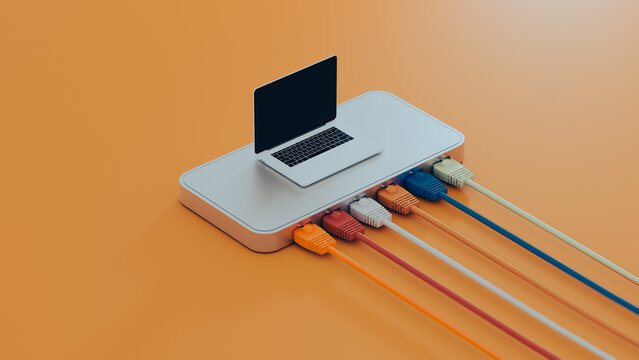 Connecting tech cables to laptop for network access