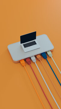 Connecting tech cables to laptop for network access