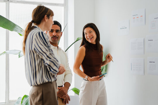Coworkers attend brainstorming session