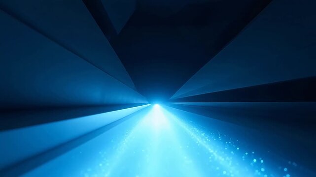 Abstract blue light tunnel with geometric shapes emphasizing modern lifestyle and connectivity