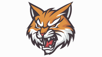 Obraz premium Fierce wildcat head mascot illustration with angry expression and open mouth