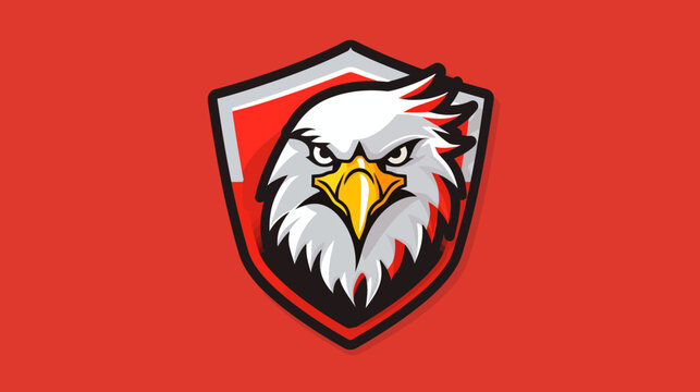 Eagle head mascot on shield emblem design for sports logo and icon