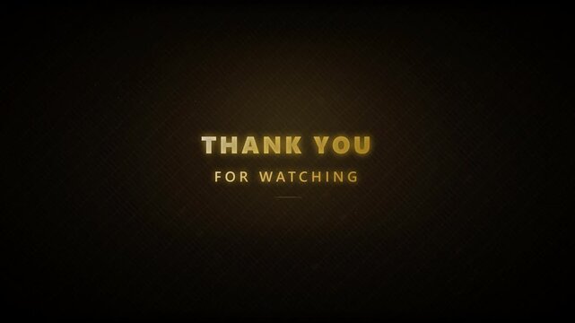 Elegant Golden Thank You For Watching Text Animation End Screen.