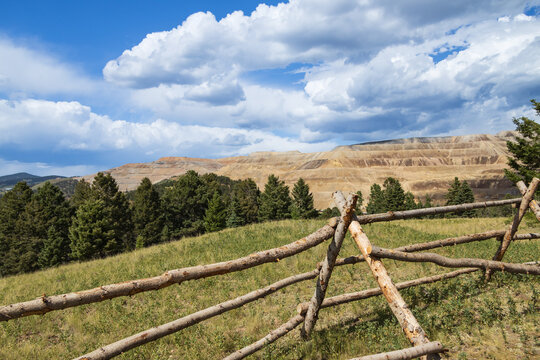 Split rail wooden fence in the mountains of Colorado